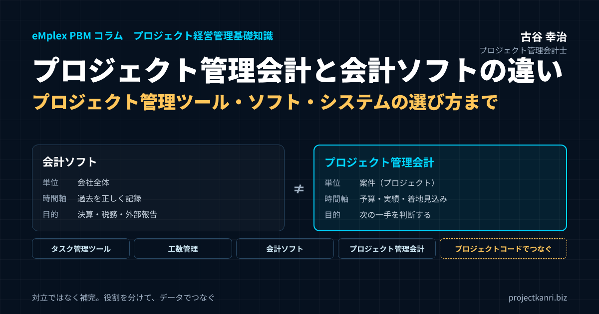 プロジェクト管理会計と会計ソフトの違い―プロジェクト管理ツール・ソフト・システムの選び方まで基礎から解説